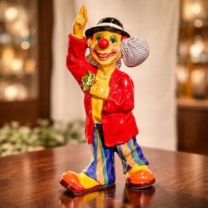 Hand Painted Vintage Paper Mache Hobo Teary Eyed Clown Made in Mexico Unmarked